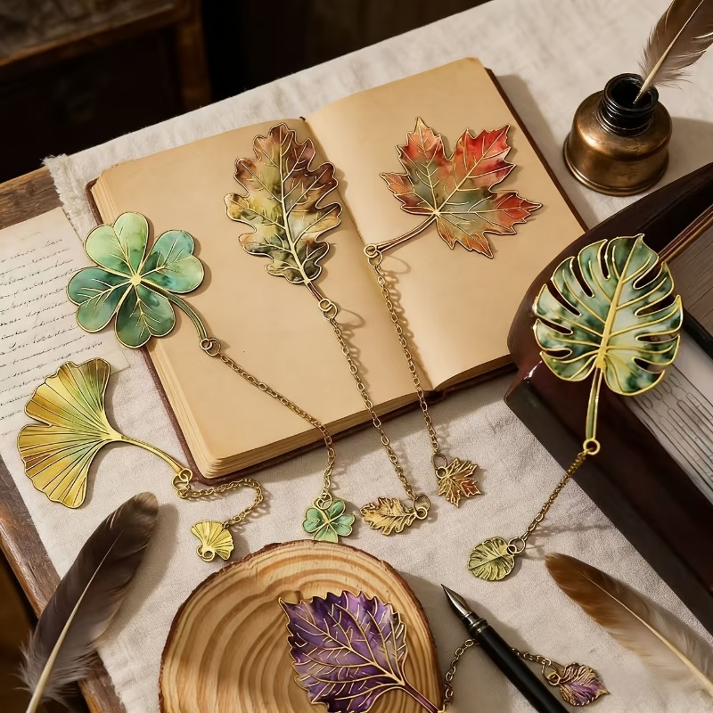 Dried Flower Bookmark - 1 Stück Vintage-Lesezeichen mit Metallanhänger, Lesezubehör,
